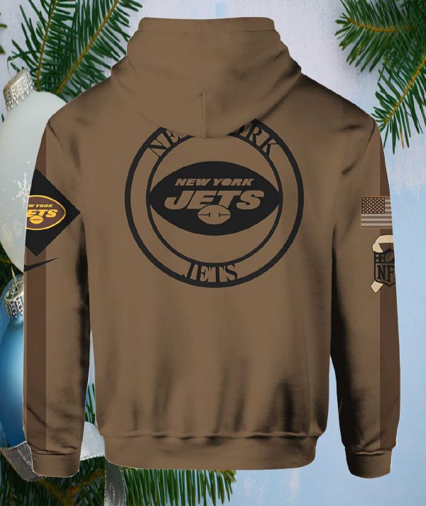 NY Jets Salute To Service Veterans Day Brown Hoodie