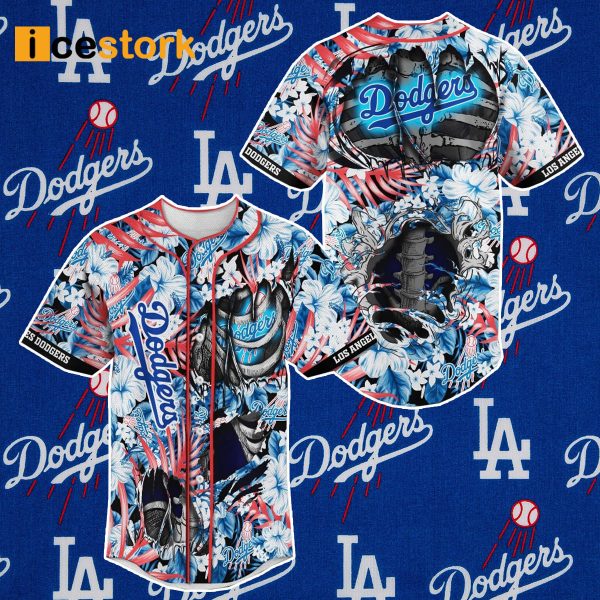 LA Dodgers Skeleton Baseball Jersey Shirt