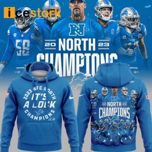 Lions 2023 NFC North Champions It's A Clock Blue Hoodie