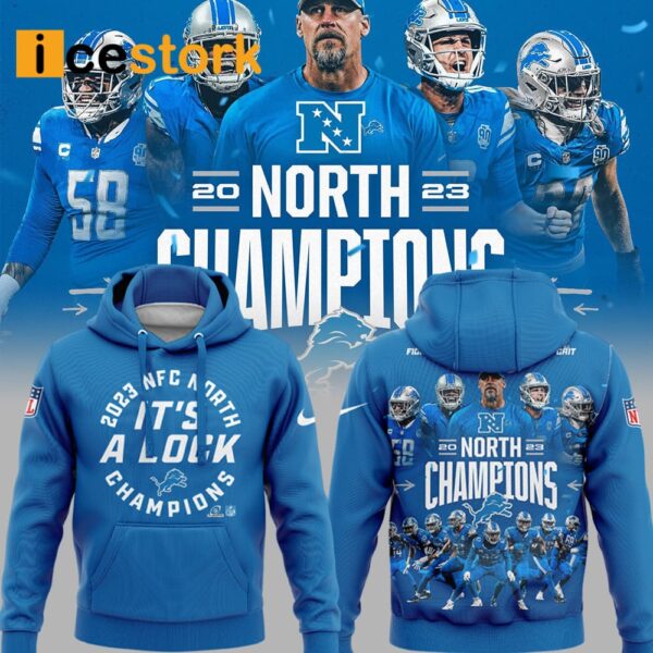 Lions 2023 NFC North Champions It’s A Clock Blue Hoodie