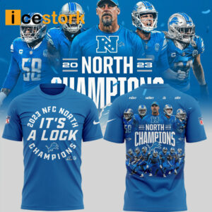 Lions 2023 NFC North Champions It's A Clock Blue Shirt