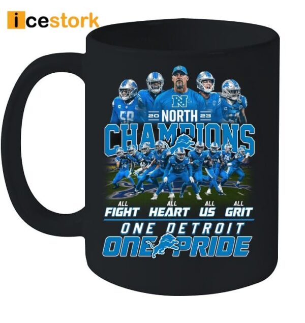 Lions 2023 NFC North Champions One Detroit One Pride Mug