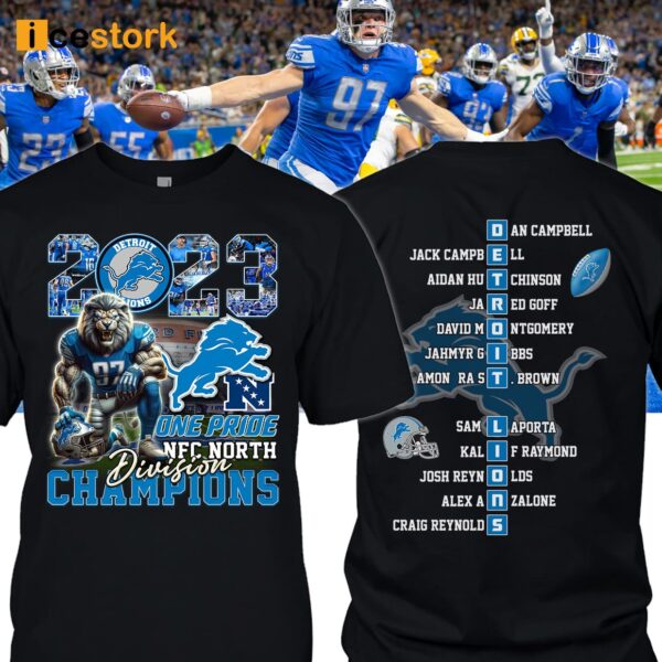 Lions 2023 One Pride NFC North Division Champions Shirt