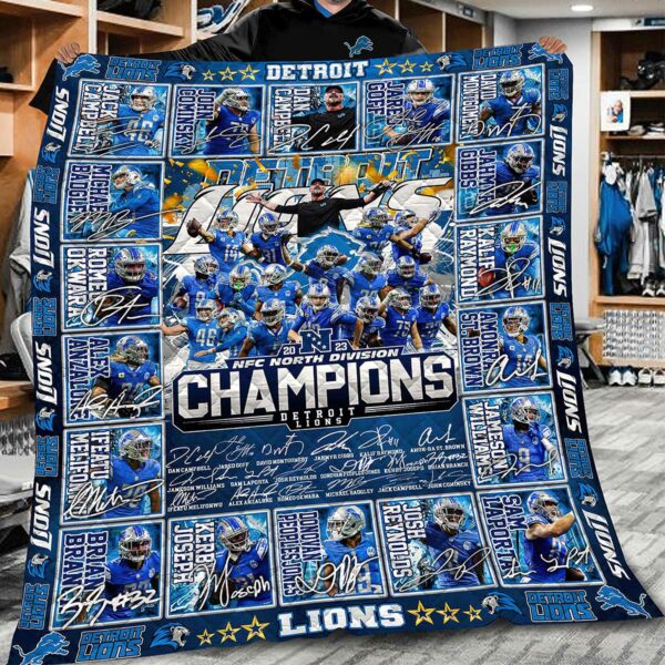Lions Champions 2023 NFC North Division Blanket