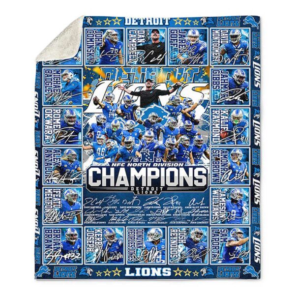 Lions Champions 2023 NFC North Division Blanket