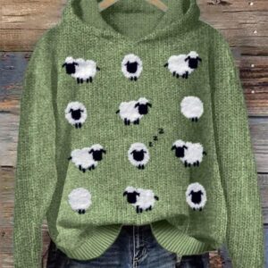 Lovely Sheep Pattern Cozy Hoodie