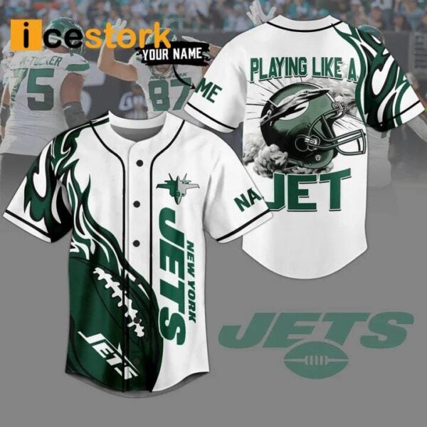 NY Jets Playing Like A Jet Custom Name Baseball Jersey