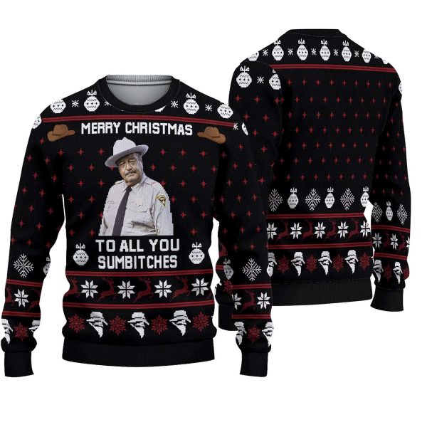 Smokey And The Bandit Merry Christmas Too All You Sumbitches Christmas Sweater
