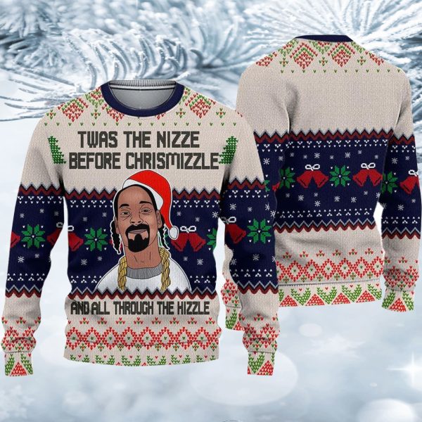 Snoop Dogg Twas The Nizzle Before Chrismizzle Ugly Christmas Sweater