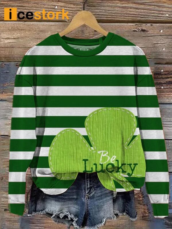 St. Patrick’s Day Be Lucky Print Casual Sweatshirt