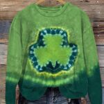 St. Patrick’s Day Tie-Dye Print Casual Sweatshirt