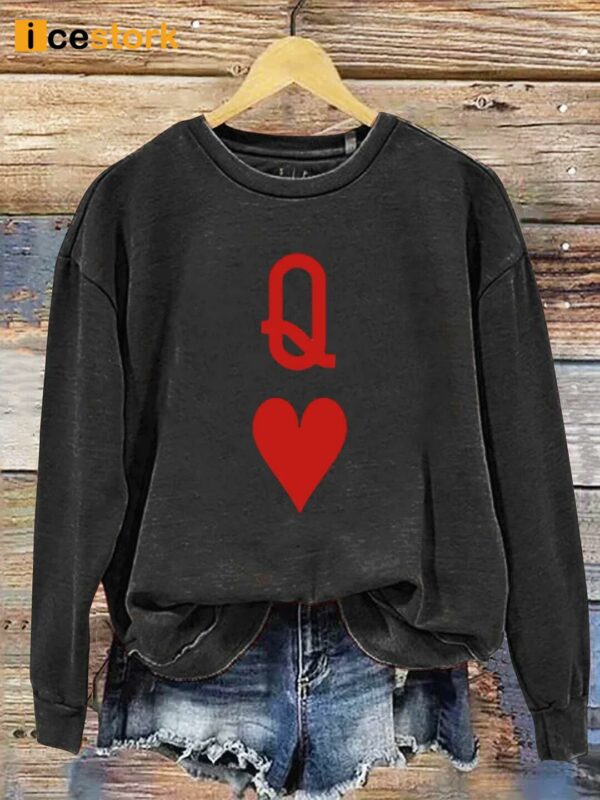 Valentine’s Day Gift Queen Heart Art Design Print Casual Sweatshirt