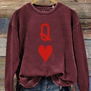 Valentine's Day Gift Queen Heart Art Design Print Casual Sweatshirt