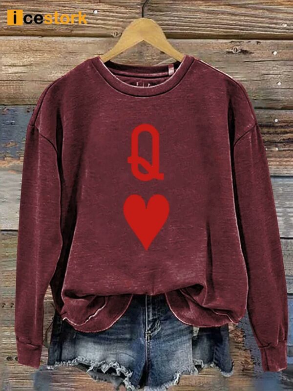 Valentine’s Day Gift Queen Heart Art Design Print Casual Sweatshirt