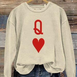 Valentine's Day Gift Queen Heart Art Design Print Casual Sweatshirt