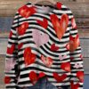 Valentine’s Day Hearts Love Art Pattern Print Casual Sweater