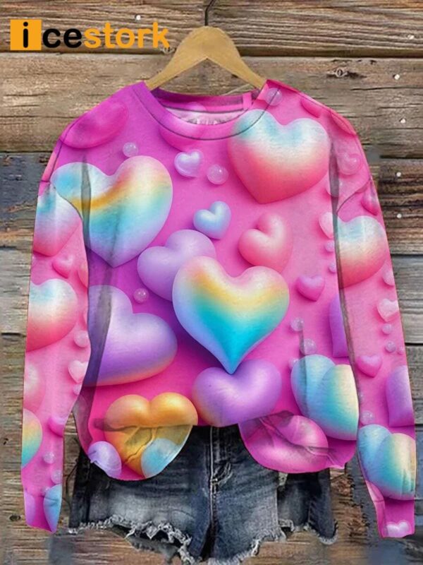 Valentine’s Day Love Hearts Art Print Pattern Casual Sweatshirt