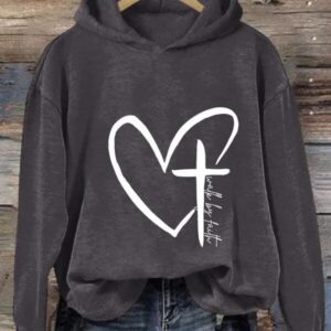 Walk By Faith Print Casual Hoodie