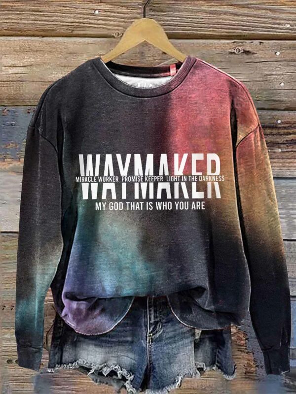 Waymaker Bible Verse Print Casual Sweatshirt