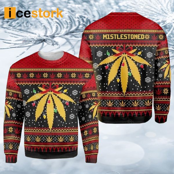 Weed Mistlestoned Ugly Christmas Sweater