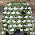 Women’s Fuzzy Sheep Print Sweatshirt