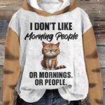 Women’s I Don’t Like Morning People Or Mornings Or People Grumpy Coffe Black Cat Hoodie