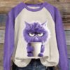 Women’s Winter Funny Cute Wonderland Clothing Clipart Cat Coffee Sleeve Raglan Shirt