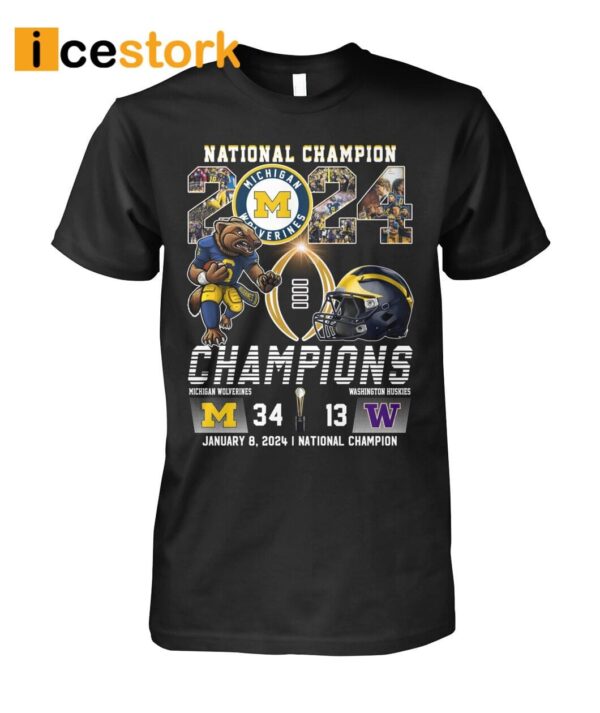 2024 National Champions Michigan 34-13 Huskies Shirt