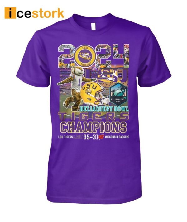 2024 Reliaquest Bowl Champions Tigers 35-31 Wisconsin Shirt