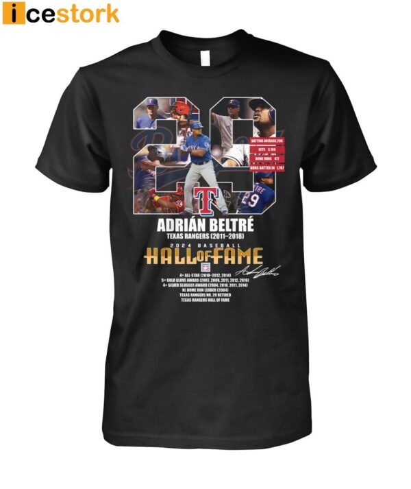 Adrian Beltre 2024 Baseball Hall of Fame Shirt
