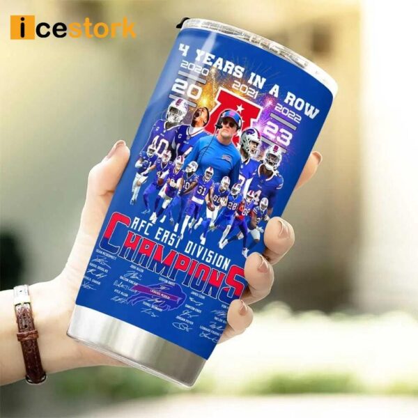 Bills 4 Years In A Row AFC East Division Champions Signature Tumbler