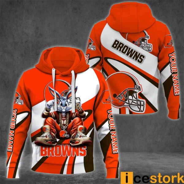 Cleveland Browns Bugs Bunny Custom Name 3D Hoodie