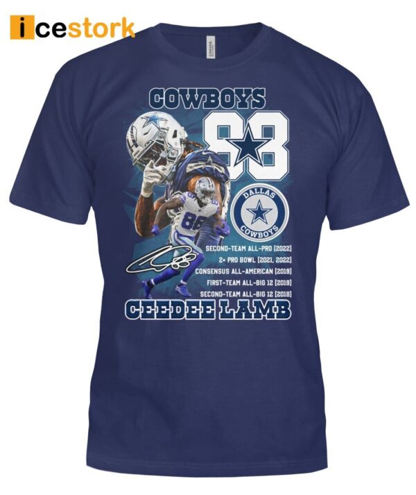 Cowboys 88 Ceedee Lamb Career Highlights And Awards Signatures Shirt