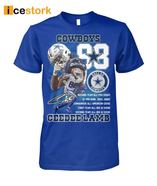 Cowboys 88 Ceedee Lamb Career Highlights And Awards Signatures Shirt