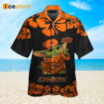 Cowboys Baby Yoda Short Sleeve Button Up Tropical Hawaiian Shirt