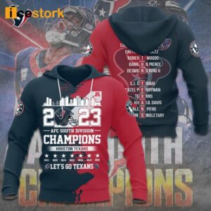 Houston Texans 2023 AFC South Division Champions Let's Go Texans 3D Hoodie