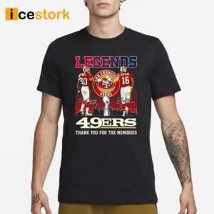 Legends Jerry Rice Joe Montana San Francisco 49ers Thank You For The Memories Shirt3