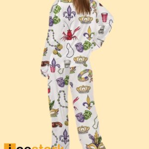 Mardi Gras Beads King Cake Crawfish Pajama Set