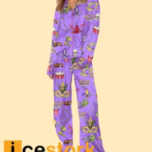 Mardi Gras Beads King Cake Crawfish Pajama Set