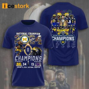 Michigan 34 13 Huskies 2024 College Football Playoff National Champions Shirt