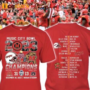 Music City Bowl 2023 Champions Maryland Terrapins 31 13 Auburn Tigers Shirt