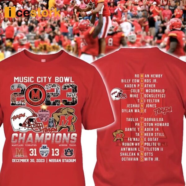 Music City Bowl 2023 Champions Maryland Terrapins 31-13 Auburn Tigers Shirt