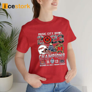 Music City Bowl 2023 Champions Maryland Terrapins 31 13 Auburn Tigers Shirt