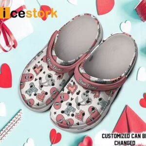 Personalized Boy Valentines Pattern Skateboard Hearts Crocs