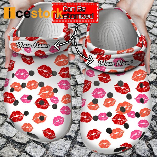Personalized Valentine Lips Kiss Crocs
