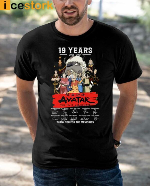 19 Years 2005 2024 Avatar The Last Airbender Thank You For The Memories Shirt