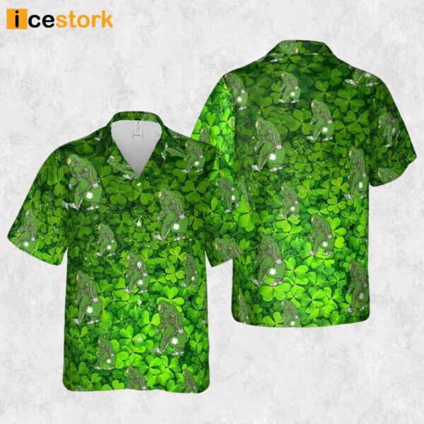 Bigfoot Shamrock Happy St Patrick’s Day Hawaiian Shirt