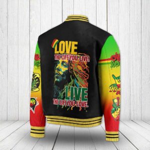 Bob Marley Love The Life You Live – Live The Life You Love Custom Baseball Jacket1