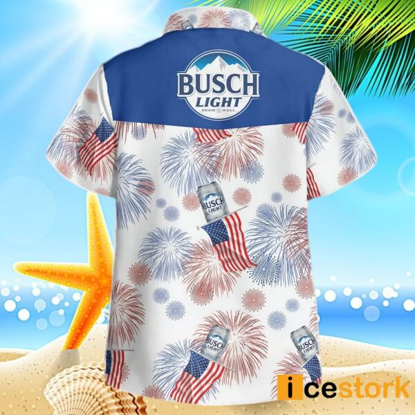Busch Light American Flag Fireworks Hawaiian Shirt