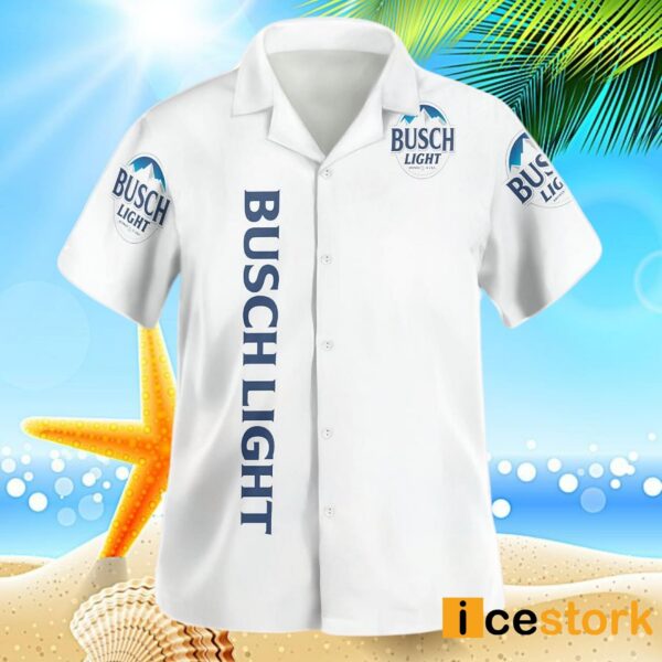 Busch Light Full White Hawaiian Shirt